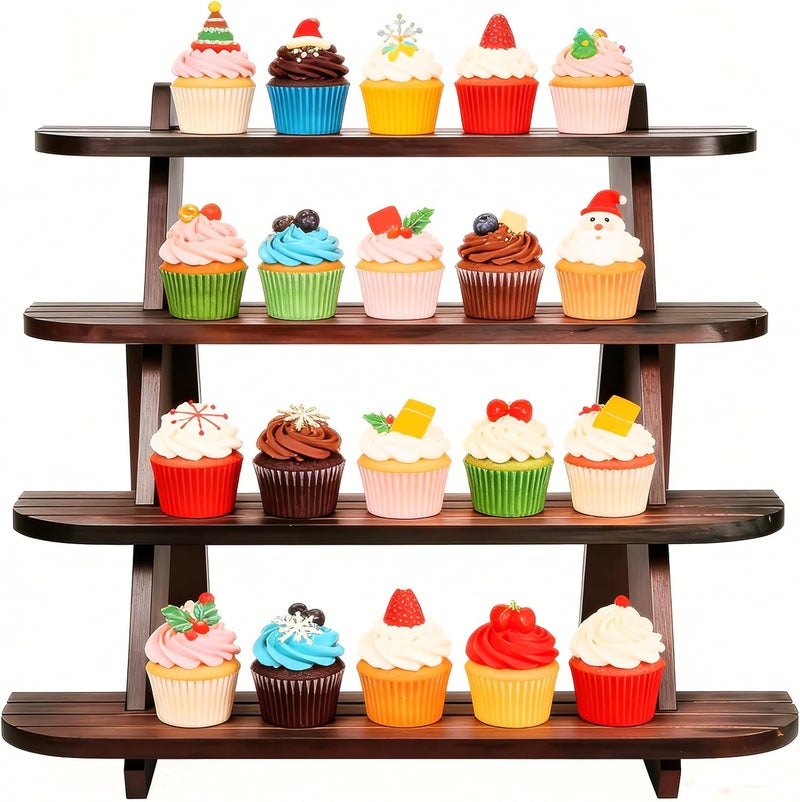 WHEARTED Wooden Cupcake Stand, 4 Tier Shelf Earring & Ring Holder Stands,Tiered Tray Stand Display Shelf Display Riser, Table Display Stand For Vendors, Perfume Organizer, Fragrance Shelf, Spice Rack - Image 5